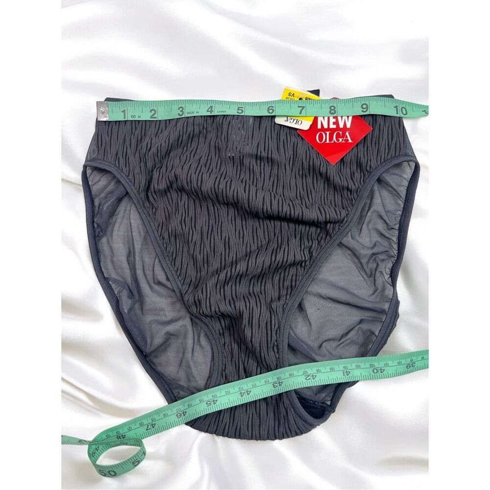 Vtg Hi-Cut Olga Bikini Panties Shiny Nylon Stretch Sheer Gray Large Smooth - Picture 2 of 4